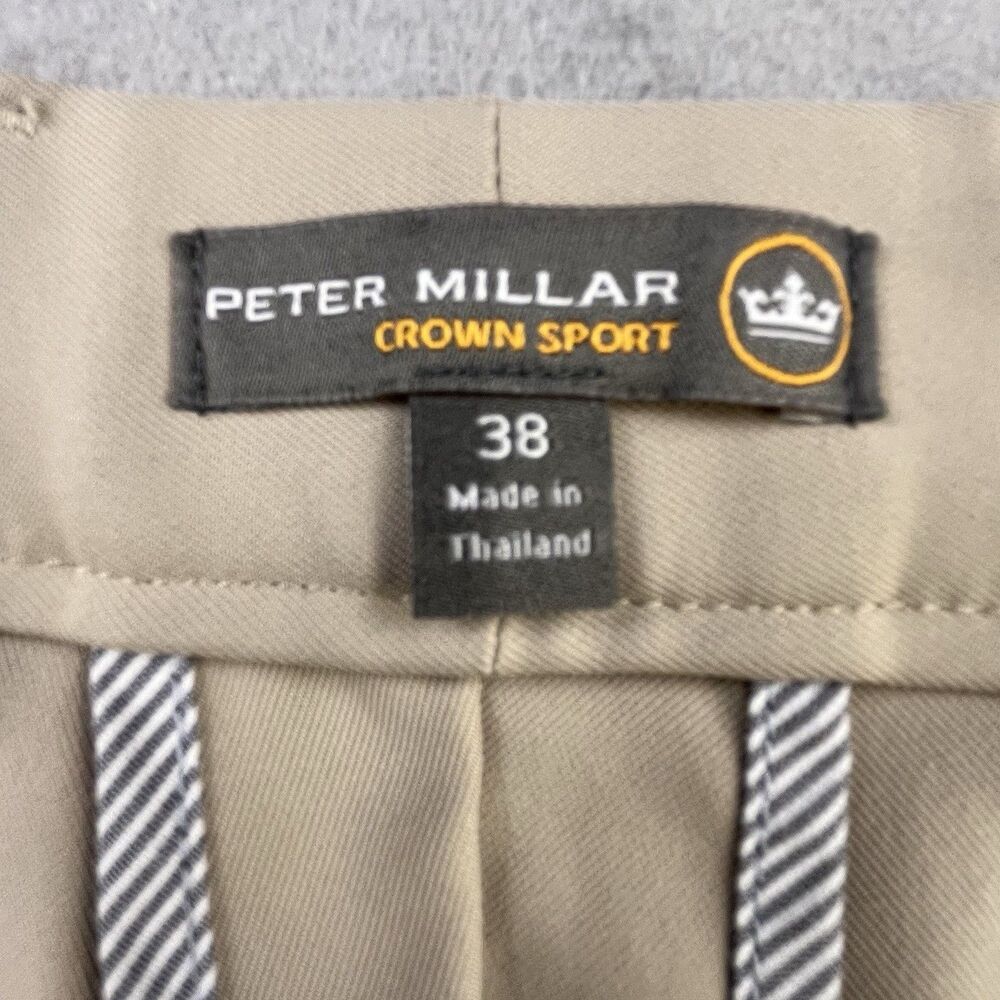 Peter Millar Crown Sport Shorts Men 38 Tank Khaki Performance Golf Wicking - Picture 5 of 12
